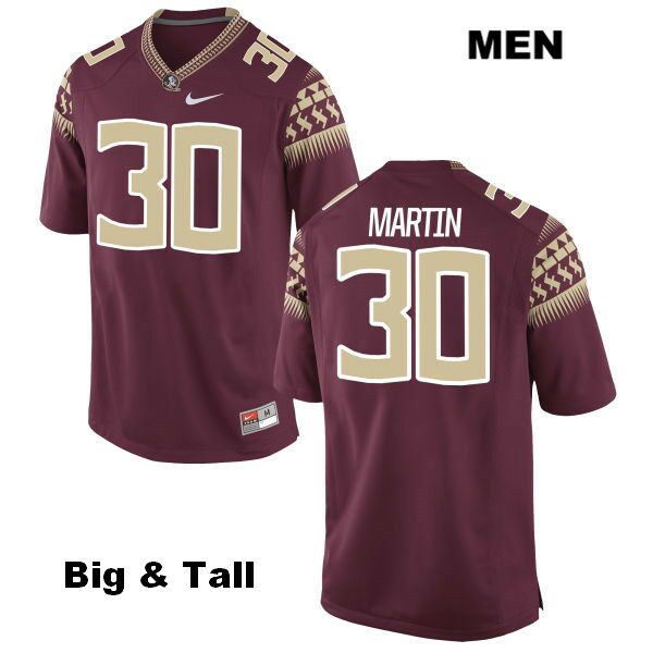 Men's NCAA Nike Florida State Seminoles #30 Tommy Martin College Big & Tall Red Stitched Authentic Football Jersey LQZ0769HI